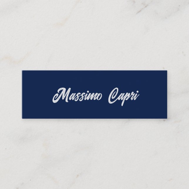 Carte D'appel Minimaliste Bleu Foncé Élégant Propre Nom Texte Gr (Devant)