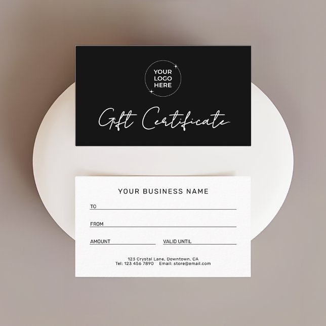 Carte D'appel Modern Gift Certificate | Logo Business Name (Créateur téléchargé)