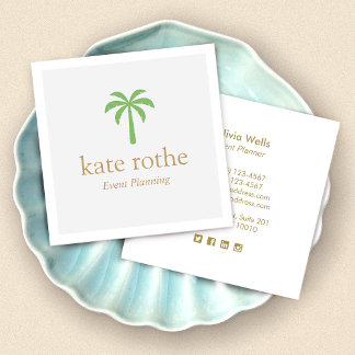 Carte D'appel Modern Green Palm Tree Planification des événement