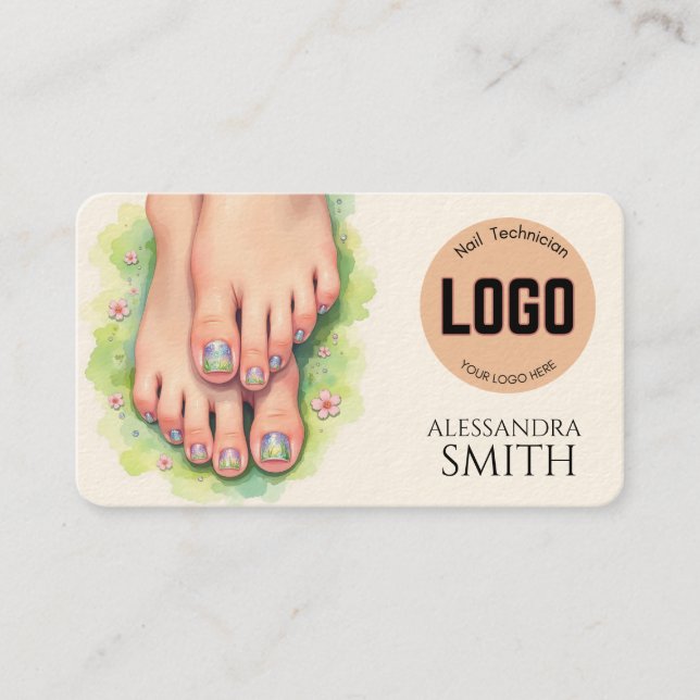 Carte D'appel Modern Simple Professional Business Nail Tech Card (Devant)