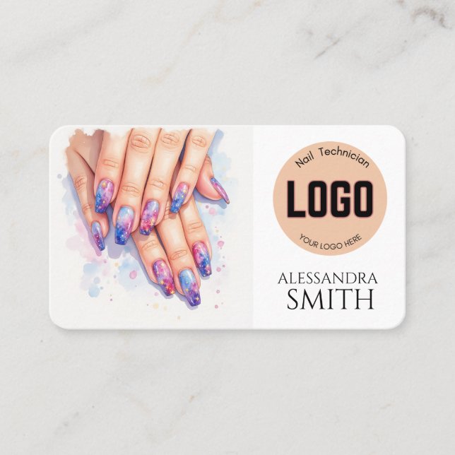 Carte D'appel Modern Simple Professional Business Nail Tech Card (Devant)