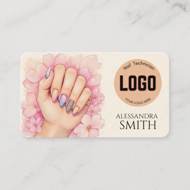 Carte D'appel Modern Simple Professional Business Nail Tech Card (Devant)