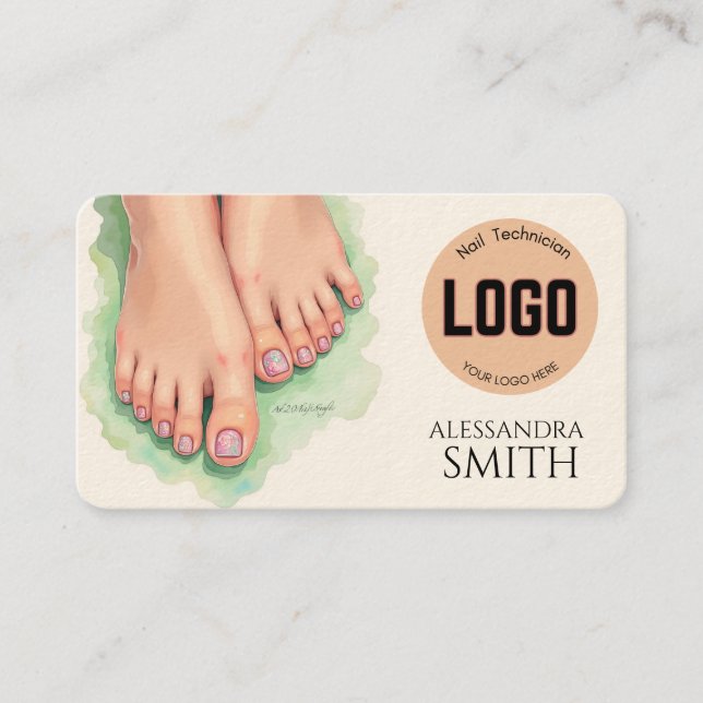 Carte D'appel Modern Simple Professional Business Nail Tech Card (Devant)