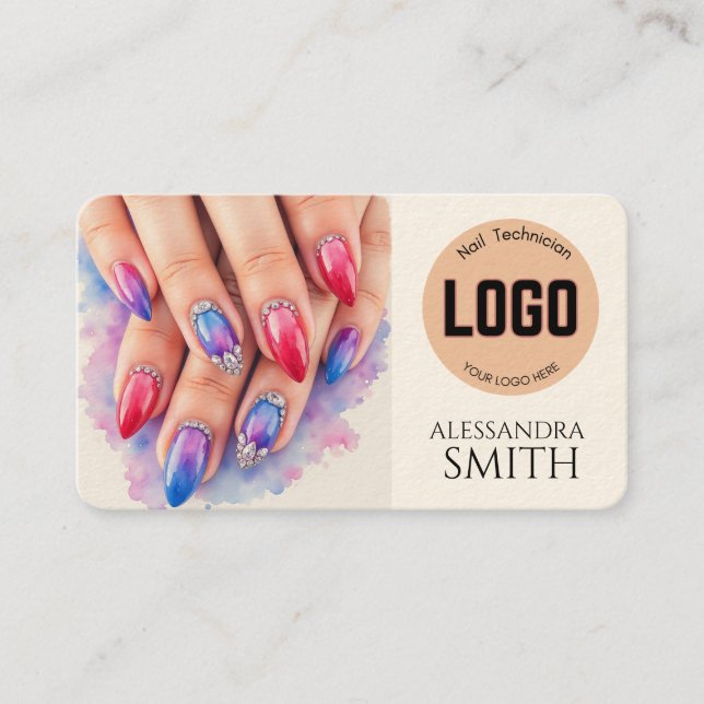 Carte D'appel Modern Simple Professional Business Nail Tech Card (Devant)