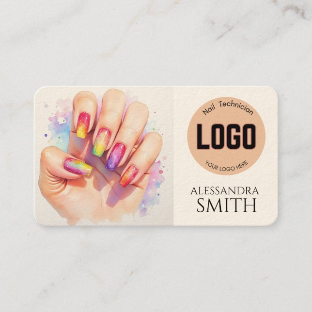 Carte D'appel Modern Simple Professional Business Nail Tech Card (Devant)
