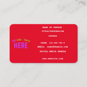 CARTE D'APPEL MODERNE MODERNE PERSONNALISABLE ROUGE VÉRIFIÉ