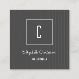 Carte D'appel Monogramme à rayures modernes   Gris
