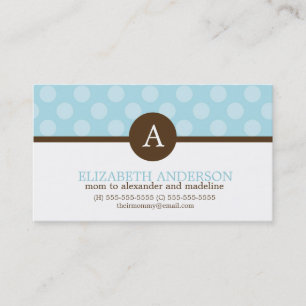 Carte D'appel Monogramme Motif Pois Whimsical Bleu