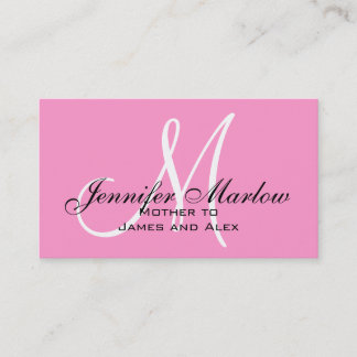 Carte d'appel Monogramme rose