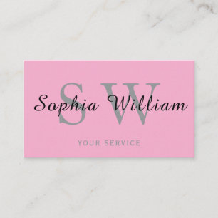 Carte D'appel Monogramme rose et noir minima moderne Business