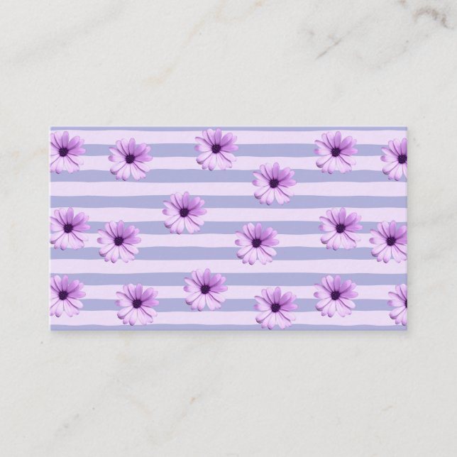 Carte D'appel Motif à rayures pastel avec des marguerites (Devant)