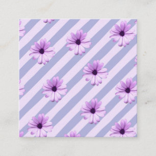 Carte D'appel Motif à rayures pastel avec des marguerites