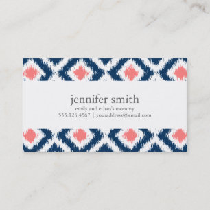 Carte D'appel Motif Ikat bleu et corail