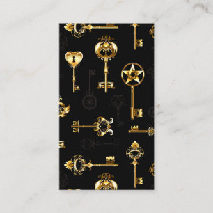 Carte D'appel Motif sans couture avec des clés dorées