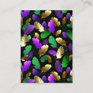 Carte D'appel Motif sans couture avec des plumes de Mardi Gras