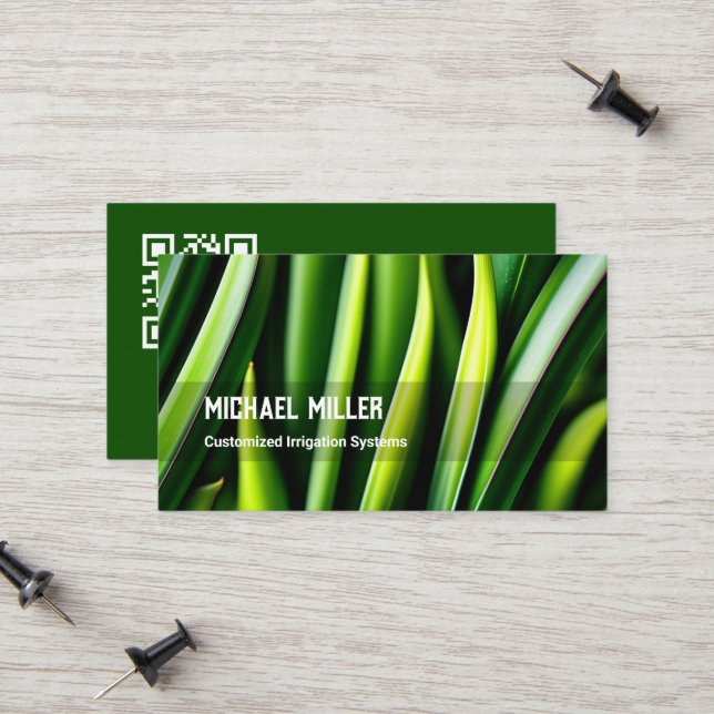 Carte D'appel Moulage de pelouse QR personnalisé (Devant/Arrière en situation)