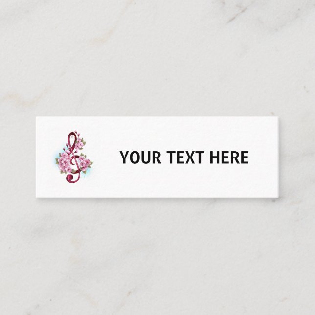 Carte D'appel Musical treble clef notes with sakura flowers (Devant)
