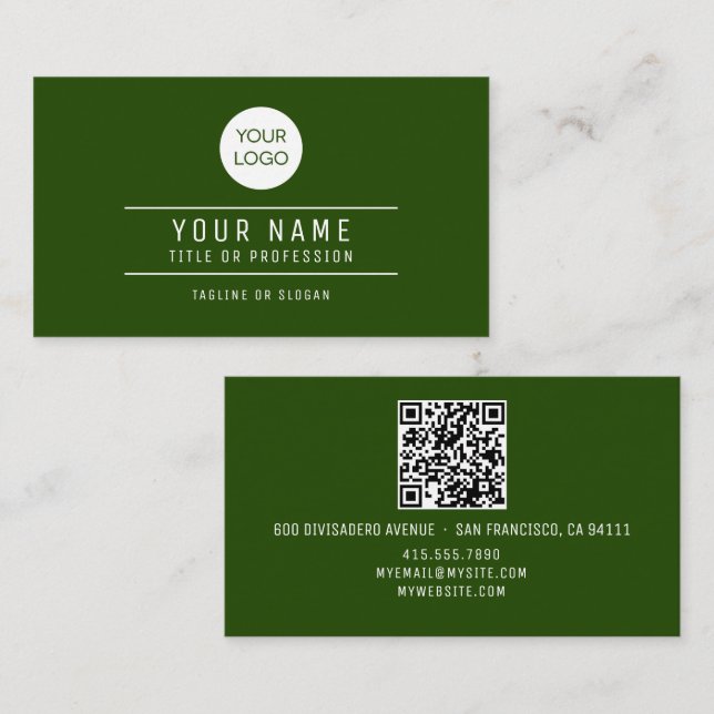 Carte D'appel Nom du code QR Logo professionnel Forêt sombre Ver (Devant / Derrière)