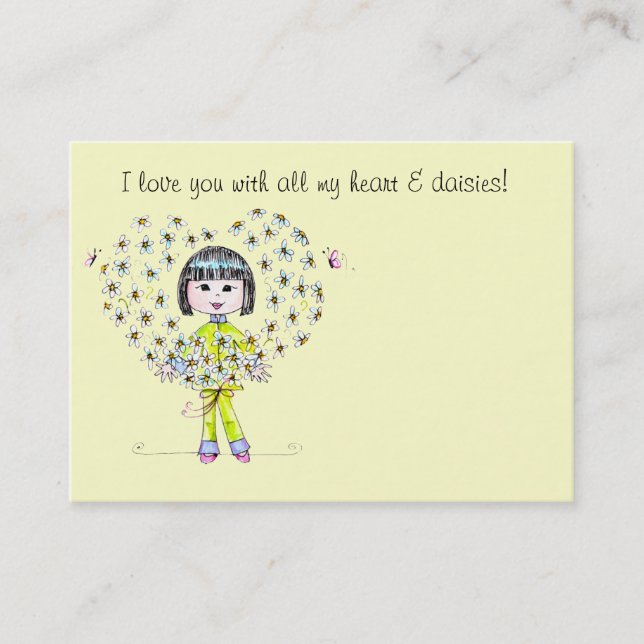 Carte D'appel Note d'amour de gamelle de marguerites - (Devant)