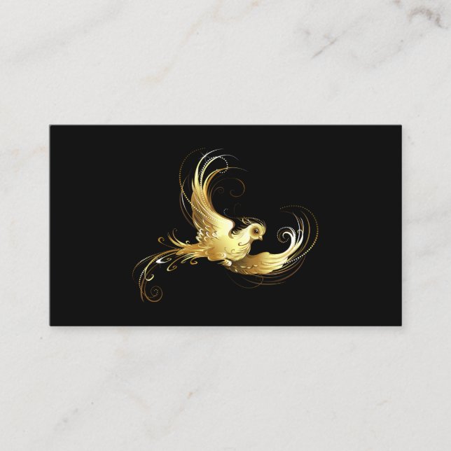 Carte D'appel Oiseau d'or sur Arrière - plan noir (Devant)