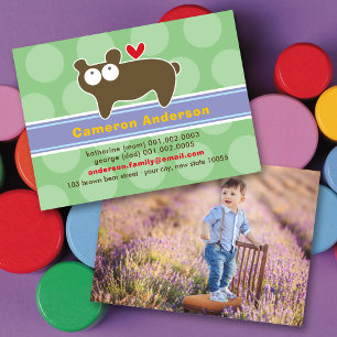 Carte D'appel Ours de dessin animé mignon profil photo coloré po