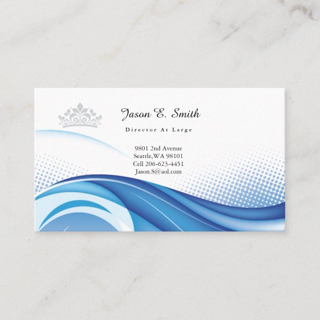 Carte D'appel Pageant Crown Ocean Wave Business Card (Devant)