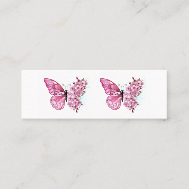 Carte D'appel Papillon de fleurs avec Sakura rose (Devant)
