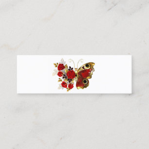 Carte D'appel Papillon de fleurs rouges aux roses rouges