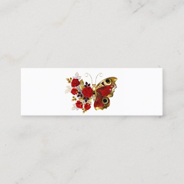 Carte D'appel Papillon de fleurs rouges aux roses rouges (Devant)