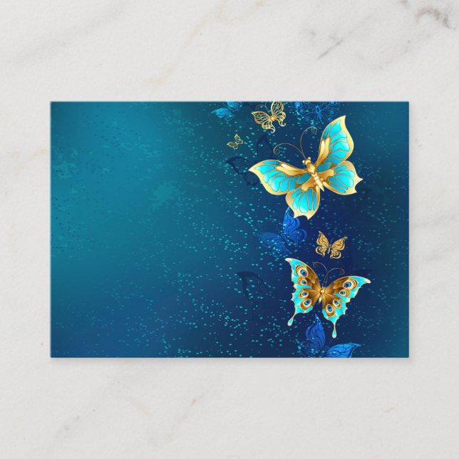 Carte D'appel Papillons d'or sur un Arrière - plan bleu (Devant)
