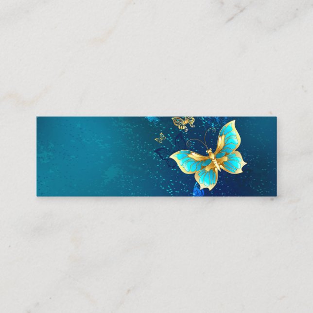Carte D'appel Papillons dorés sur fond bleu (Devant)