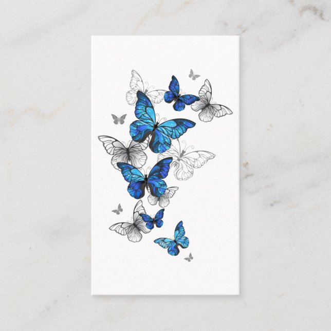 Carte D'appel Papillons volants bleus Morpho (Devant)