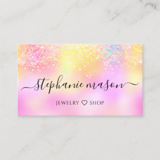 Carte D'appel Parties scintillant holographique Pastel Girly Car