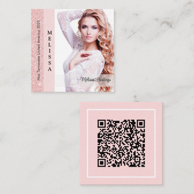 Carte D'appel Pastel Glitz Custom Pageant Queen Profile Card (Devant / Derrière)