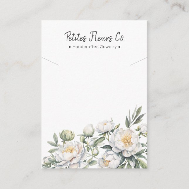 Carte D'appel Peonies Blanches Modernes Écran de collier Floral  (Devant)