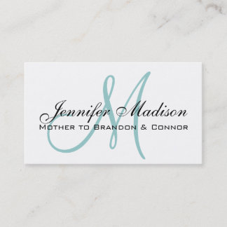 Carte d'appel personnalisée Elegant Blue Monogram