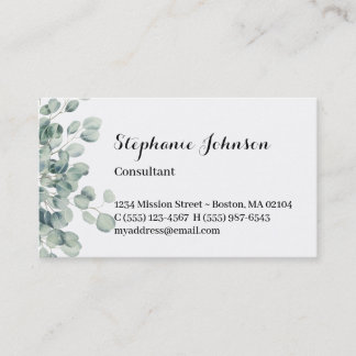 Carte d'appel personnelle simple Eucalyptus Vert