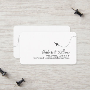 Carte D'appel Petit agent de voyage en avion blanc