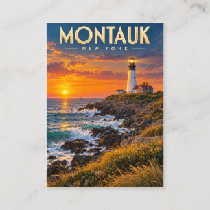 Carte D'appel Phare de Montauk Point au coucher du soleil New Yo