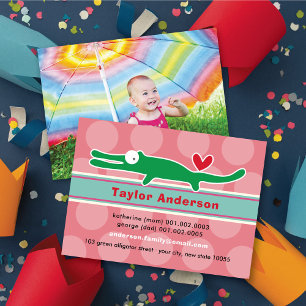 Carte D'appel Photo de profil d'enfant coloré d'alligator de des
