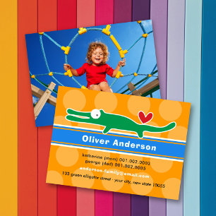 Carte D'appel Photo de profil d'enfant colorée avec un alligator