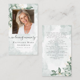 Carte D'appel Photo Sympathy Funeral Memorial Prayer Card