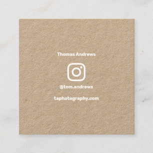 Carte D'appel Photographe minimal médias sociaux Instagram kraft