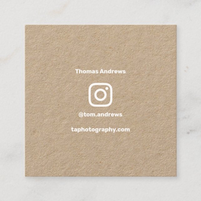 Carte D'appel Photographe minimal médias sociaux Instagram kraft (Devant)