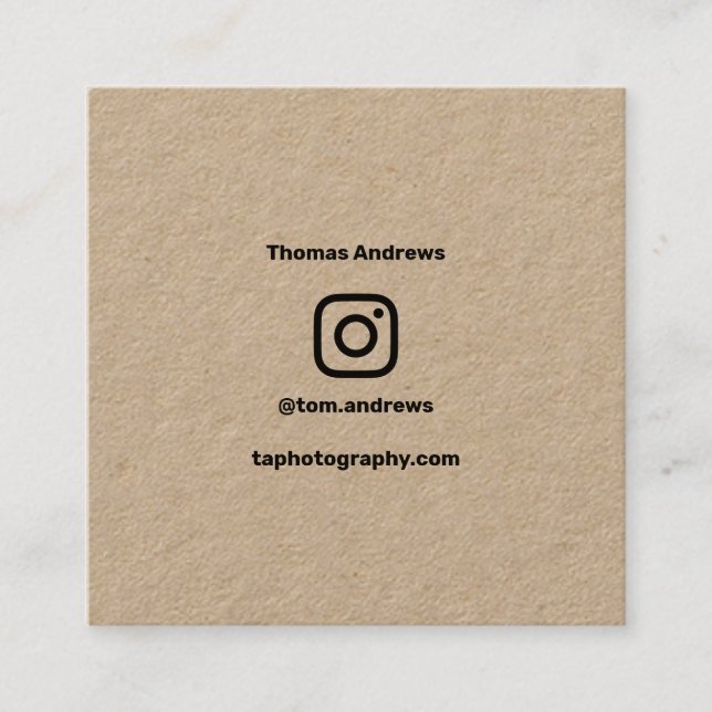 Carte D'appel Photographie minimale médias sociaux Instagram kra (Devant)