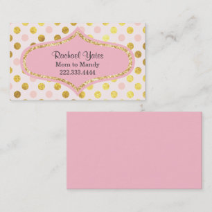 Carte D'appel Pink and Gold Polka Dot Mommy PlayDate