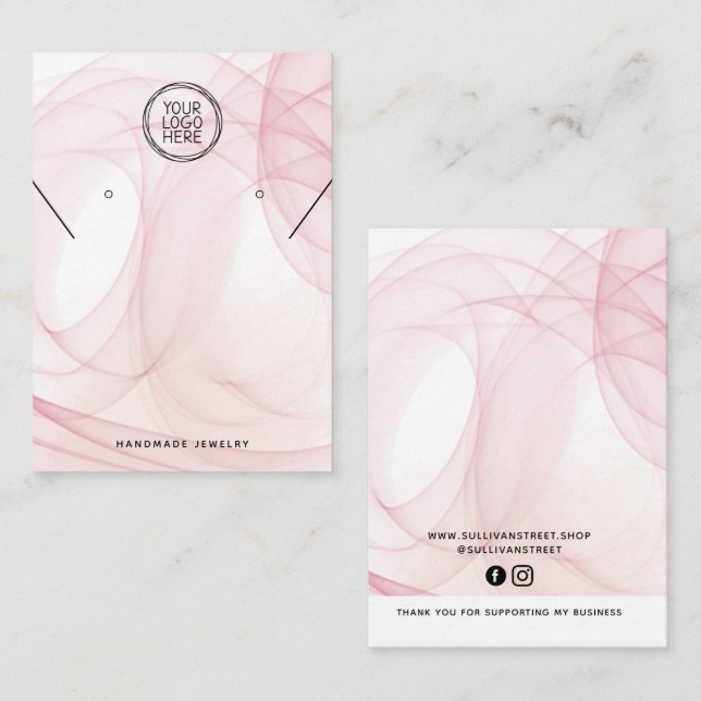 Carte D'appel Pink Watercolor Collier Boucles d'oreilles Display (Devant / Derrière)