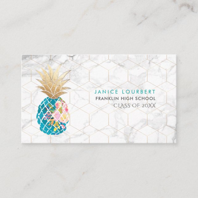 Carte D'appel PixDezines ALOHA PINEAPPLE/AQUA BLUE/FAUX GOLD (Devant)