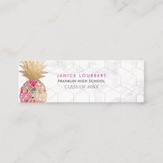 Carte D'appel PixDezines ALOHA PINEAPPLE/HOT PINK/FAUX GOLD (Devant)