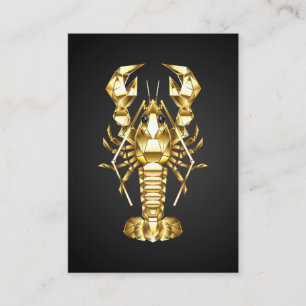 Carte D'appel Poisson à langouste polygonale dorée sur noir